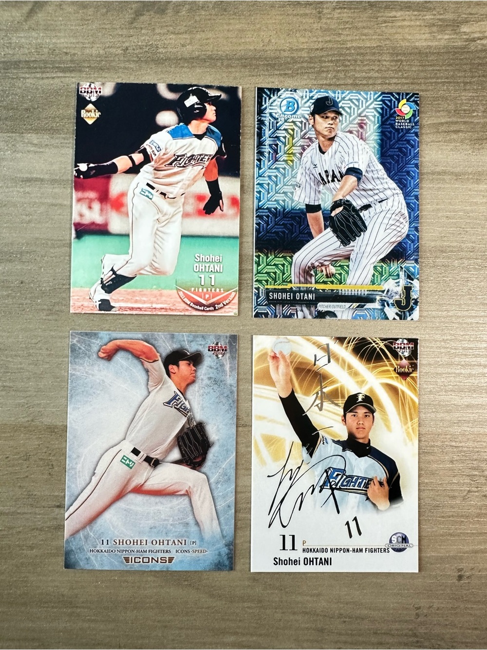 Shohei Ohtani Signed Japanese Rookie Lot of (4) Novelty Cards.